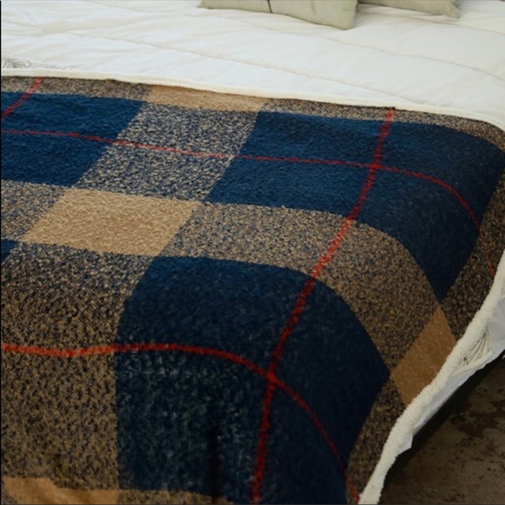 LAST 1️⃣ Luxury Plaid Faux Sherpa Blanket Throw - Picture 4 of 6